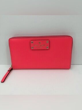 Kate Spade Wellesley Hot Rose leather Zip continental wallet pink zipper Neda